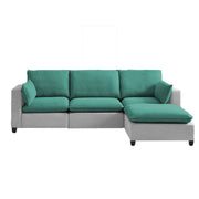 Amberlin 4 Seater Interchangeable L Shape Sofa with Ottoman for Living Room (Teal Grey)