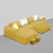 Badger RHS 8 Seater L Shape Sofa Set with Center Table for Living Room (Grey Fabric) Premium Fabric Sofa