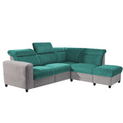 Nanzy 4 Seater L Shape Sofa Set for Living Room | Colour (Turquise Grey) Right Side