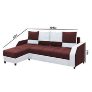 Severny 6 Seater L Shape Sofa Set for Living Room (Maroon Grey Fabric) Left Side