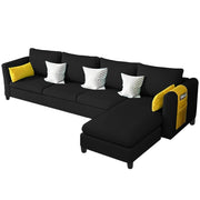 Asser RHS 6 Seater L Shape Sofa Set for Living Room (Black) Premium Fabric Sofa