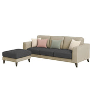 Grayon 3 Seater L Shape Convertible Sofa Set for Living Room, 3 Seater & Ottoman Modular Sectional Couch for Small Space (Grey Dark Grey Colour) Fabric