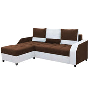 Severny 4 Seater L Shape Sofa Set for Living Room (Brown Grey Fabric) Left Side