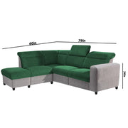 Nanzy 4 Seater L Shape Sofa Set for Living Room | Colour (Green Grey) Left Side
