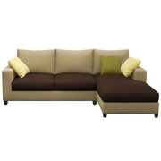 Rihan 4 Seater L Shape Sofa Set Living Room (Cream Brown Fabric) Right Side Sofa