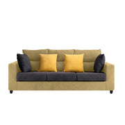 Hazer 3 Seater L Shape Sofa Set for Living Room (Cream Black Fabric) Left Side