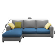 Rihan 4 Seater L Shape Sofa Set Living Room (Turquise Grey Fabric) Left Side Sofa