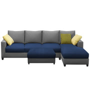 Rihan 8 Seater L Shape Sofa Set with Ottoman for Living Room (Blue Grey Fabric) Right Side Sofa