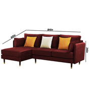 Croosen LHS 4 Seater L Shape Sofa Set for Living Room (Maroon Colour) Premium Velvet Fabric