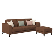 Grayon 3 Seater L Shape Convertible Sofa Set for Living Room, 3 Seater & Ottoman Modular Sectional Couch for Small Space (Grey Dark Grey Colour) Fabric