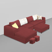 Badger RHS 8 Seater L Shape Sofa Set with Center Table for Living Room (Grey Fabric) Premium Fabric Sofa