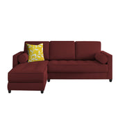 Sthone LHS 6 Seater L Shape Sofa Set for Living Room (Maroon Fabric)