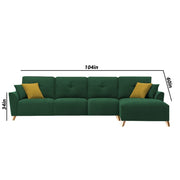 Antonio RHS 6 Seater L Shape Sofa Set for Living Room (Green Premium Fabric)
