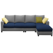 Rihan 6 Seater L Shape Sofa Set Living Room (Blue Grey Fabric) Right Side Sofa
