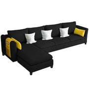 Asser LHS 6 Seater L Shape Sofa Set for Living Room (Black) Premium Fabric Sofa
