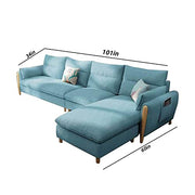 Hudson RHS 5 Seater L Shape Sofa Set for Living Room (Blue Fabric)