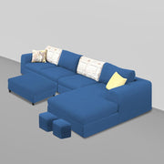 Badger RHS 8 Seater L Shape Sofa Set with Center Table for Living Room (Grey Fabric) Premium Fabric Sofa