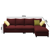 Rihan 6 Seater L Shape Sofa Set Living Room (Maroon Fabric) Right Side Sofa