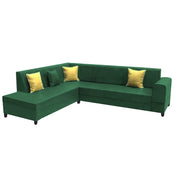 Rio 6 Seater L Shape Sofa for Living Room | Color - Green Leatherette | Left Side Sofa