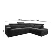 Elldona RHS 6 Seater Corner L Shape Sofa Set for Living Room (Black) Premium Fabric Sofa