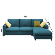 Rihan 4 Seater L Shape Sofa Set with Ottoman for Living Room (Turquise Fabric) Right Side Sofa