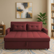 Treshta 2 Seater Pull-Out Premium Fabric Sofa Cum Bed Sofa Set for Living Room (Blue Fabric Color) Premium Fabric Sofa Set for Living Room
