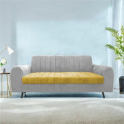 Brenti 3 Seater Sofa Set for Living Room (Cream Black Colour Fabric) Premium Fabric Sofa