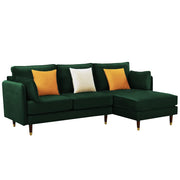 Croosen RHS 4 Seater L Shape Sofa Set for Living Room (Green Colour) Premium Velvet Fabric