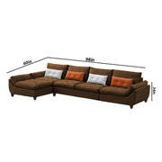 Abner 6 Seater L Shape Sofa for Living Room Color - Brown | Left Side Sofa.