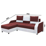 Severny 4 Seater L Shape Sofa Set for Living Room (Maroon Grey Fabric) Left Side