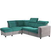 Nanzy 4 Seater L Shape Sofa Set for Living Room | Colour (Turquise Grey) Left Side