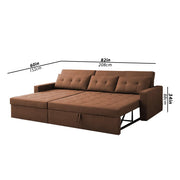 Casaliving Treshta 4 Seater LHS L - Shape Pull-Out Sofa Cum Bed with Storage Sofa for Living Room (Brown Fabric Color) Premium Fabric Sofa Set for Living Room Sofa Cum Bed