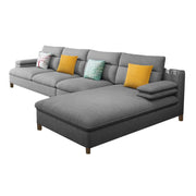 Hudson 6 Seater L Shape Sofa Set for Living Room (Grey Fabric) Right Side