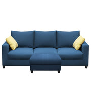 Rihan 3 Seater Sofa Set with Ottoman Living Room (Turquise Fabric)