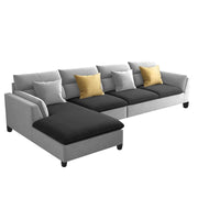 Delton LHS 6 Seater L Shape Sofa Set for Living Room (Black Grey) Premium Fabric