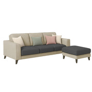 Grayon 3 Seater L Shape Convertible Sofa Set for Living Room, 3 Seater & Ottoman Modular Sectional Couch for Small Space (Grey Dark Grey Colour) Fabric