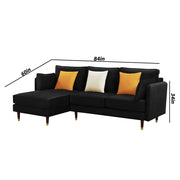Croosen LHS 4 Seater L Shape Sofa Set for Living Room (Black Colour) Premium Velvet Fabric