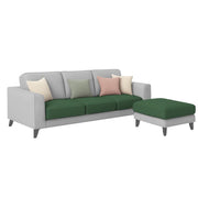 Grayon 3 Seater L Shape Convertible Sofa Set for Living Room, 3 Seater & Ottoman Modular Sectional Couch for Small Space (Grey Dark Grey Colour) Fabric