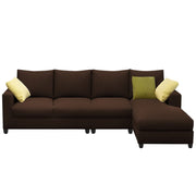 Rihan 6 Seater L Shape Sofa Set Living Room (Brown Fabric) Right Side Sofa