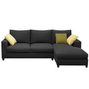 Rihan 4 Seater L Shape Sofa Set Living Room (Black Fabric) Right Side Sofa