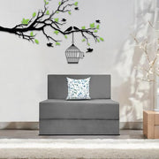 Mapron 1 Seater Sofa Cum Bed with 1 Cushions for Living Room (Black Fabric) Premium Fabric Sofa 2.5x6 Feet