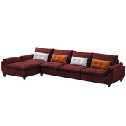 Abner 6 Seater L Shape Sofa for Living Room Color - Maroon | Left Side Sofa.