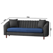 Casaliving Doraldo 3 Seater Sofa Set for Living Room (Black Blue Colour) Premium Fabric Sofa