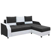 Severny 4 Seater L Shape Sofa Set for Living Room (Black Grey Fabric) Right Side
