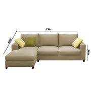 Rihan 4 Seater L Shape Sofa Set Living Room (Cream Fabric) Left Side Sofa
