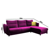 Stella RHS 4 Seater L Shape Sofa Set for Living Room (Purple) Premium Velvet Fabric Sofa