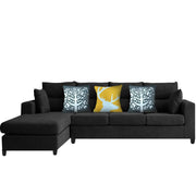 Hazer 6 Seater L Shape Sofa Set for Living Room (Black Fabric) Left Side