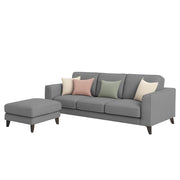 Grayon 3 Seater L Shape Convertible Sofa Set for Living Room, 3 Seater & Ottoman Modular Sectional Couch for Small Space (Grey Dark Grey Colour) Fabric