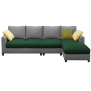 Rihan 6 Seater L Shape Sofa Set Living Room (Green Grey Fabric) Right Side Sofa