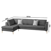 Romeio LHS 6 Seater L Shape Sofa Set for Living Room (Cream Fabric)